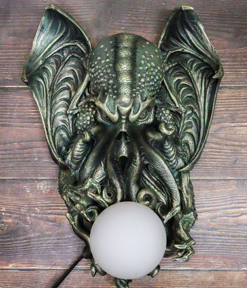 Great Old Ones Cthulhu Kraken Octopus Holding Spherical Ball Lamp Wall Sconce