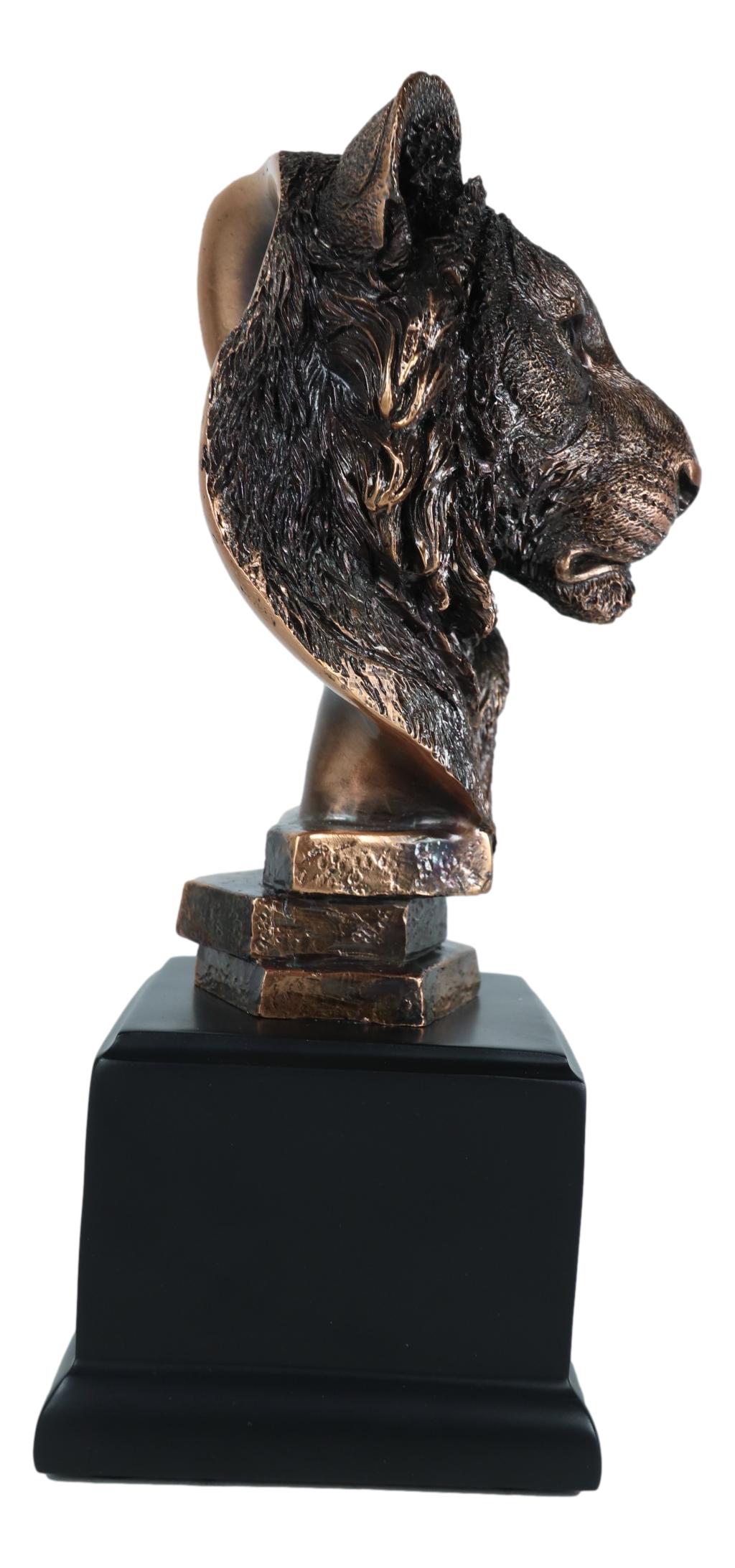 Jungle Wildlife Apex Predator Bengal Tiger Bust Sculpture 9"H With Trophy Base