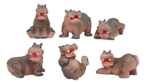 Ebros Whimsical Baby Hippo Set of 6 River Hippopotamus Small Figurines 3"H