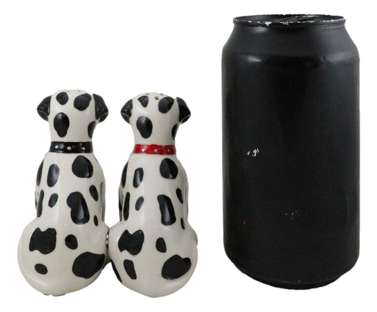 Black And White Spotted Dalmatian Dogs Puppies Magnetic Salt Pepper Shakers Set - Ebros Gift