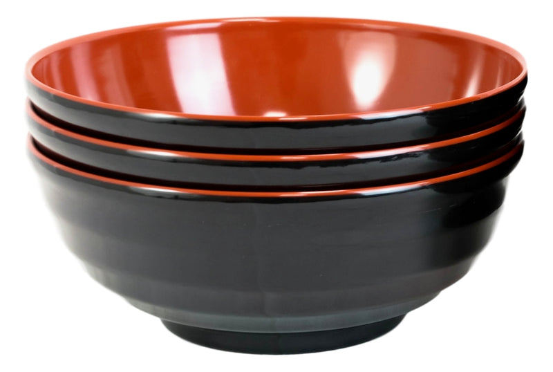 Pack Of 6 Red Black Melamine Ridged Rice Pasta Salad ereal Soup Bowls 54oz 8"D