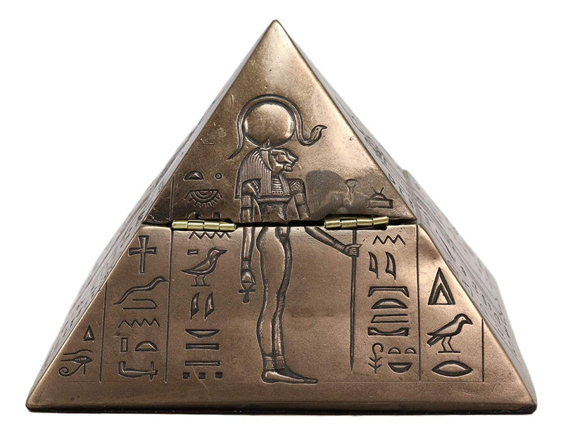Ebros Ancient Egyptian Isis Sekhmet Horus Anubis Pyramid Jewelry Trinket Box 6"L