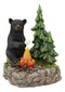 Ebros Rustic Black Bear Roasting Marshmallow By Bonfire LED Night Light Statue