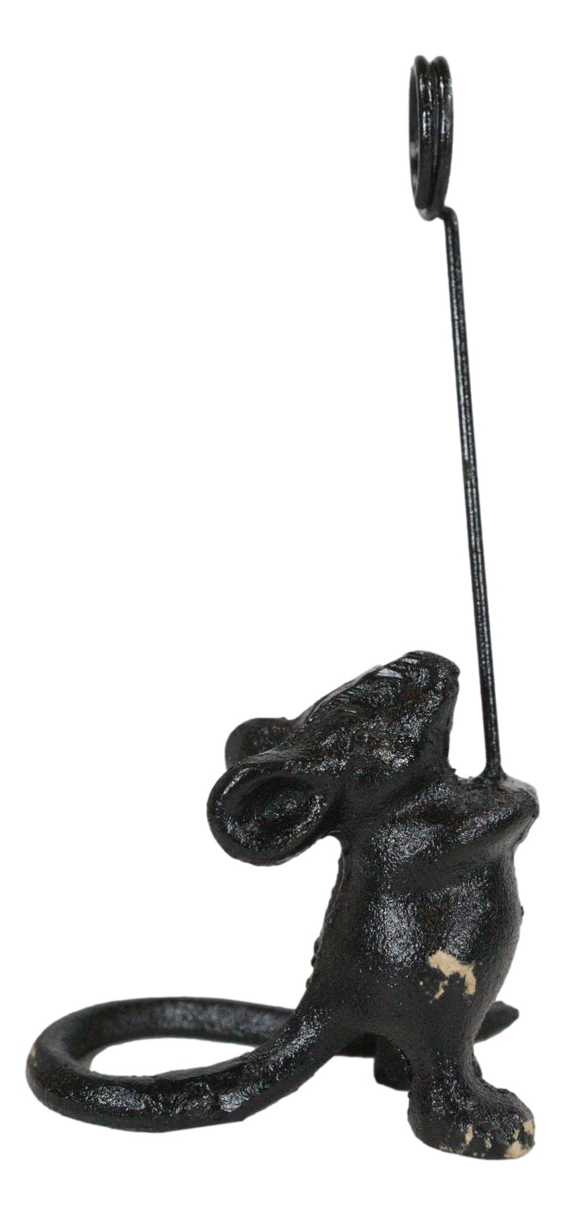 Pack Of 2 Cast Iron Black Standing Mouse Hamster Note Or Card Holder Paperweight