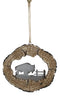 Rustic Western Bison Buffalo Faux Wood Log Set of 4 Christmas Tree Ornaments