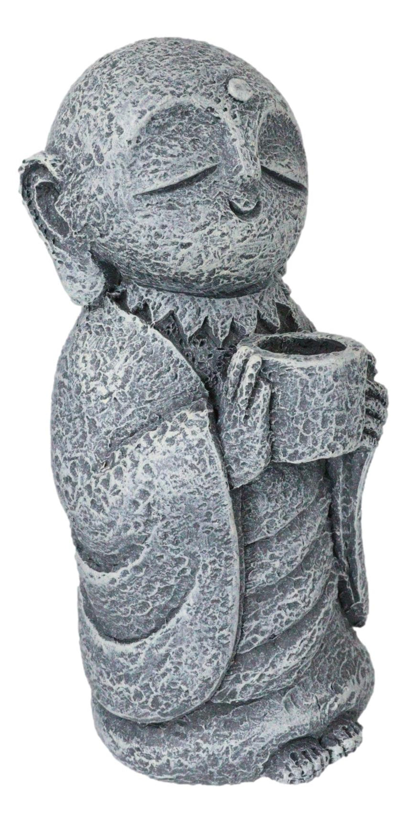 Feng Shui Zen Buddha Japanese Jizo Monk Drinking Out Of Tea Cup Figurine 5"H
