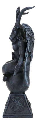 Faux Stone Grey Sabbatic Goat Idol Baphomet Sigil Pentagram Figurine 6.5"H