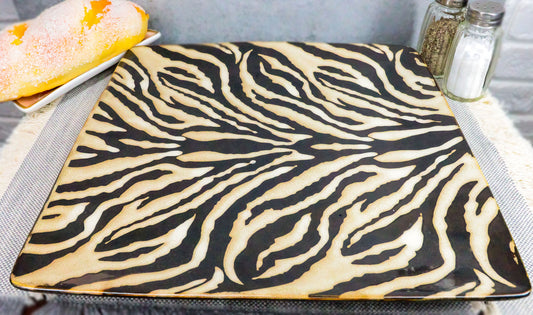 Ebros Giant Cat Tiger Prints Large Square Dinner Plate Set of 2 10.75"Plates