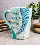 Ebros Nautical Blue Mermaid Kisses Starfish Wishes Ceramic Mug 18oz, Set of 2