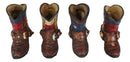 Set of 4 Western Texas Cowboy Cowgirl Faux Tooled Leather Spur Boots Pen Holder