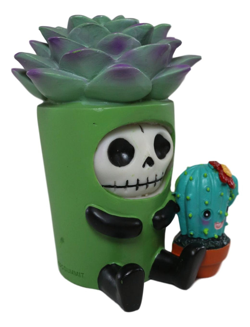 Ebros Furry Bones Echy The Succulent Plant Pot With Cactus Skeleton Figurine