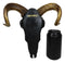 Rustic Black Ram Skull With Golden Horns And Tulip Flowers Wall Trophy Decor