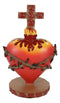 Ebros Day Of The Dead Sacred Heart Of Jesus With Crown Of Thorns Roses & Cross Statue