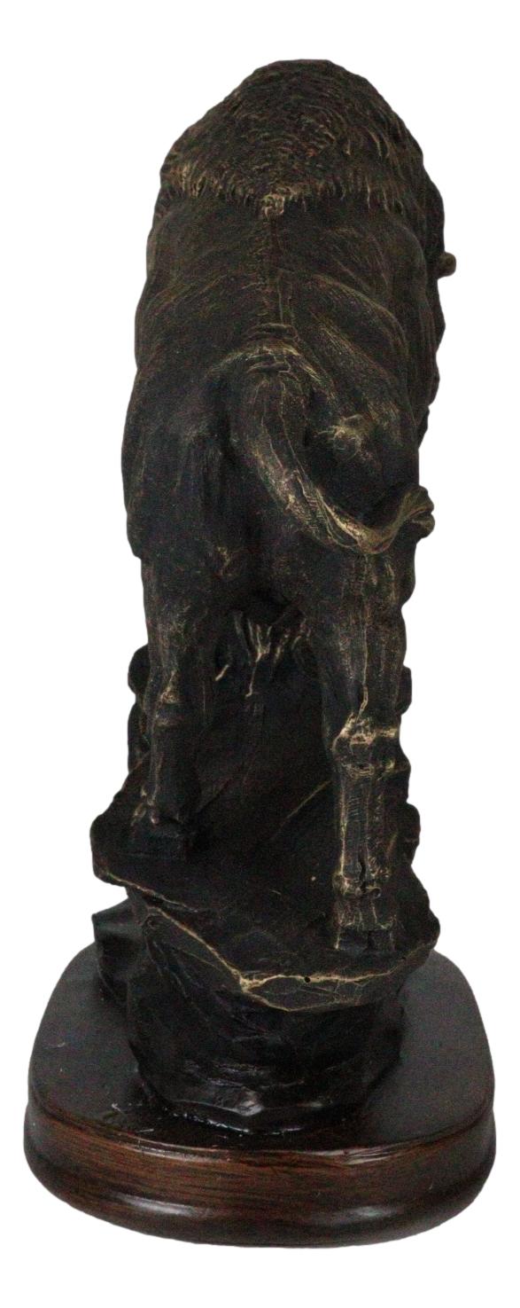 North American Indian Plains Bison Buffalo Climbing Rock Cliff Slope Figurine