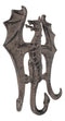 Cast Iron Rustic Fantasy Viking Dragon 3-Pegs Wall Keys Leash Coat Hook Decor