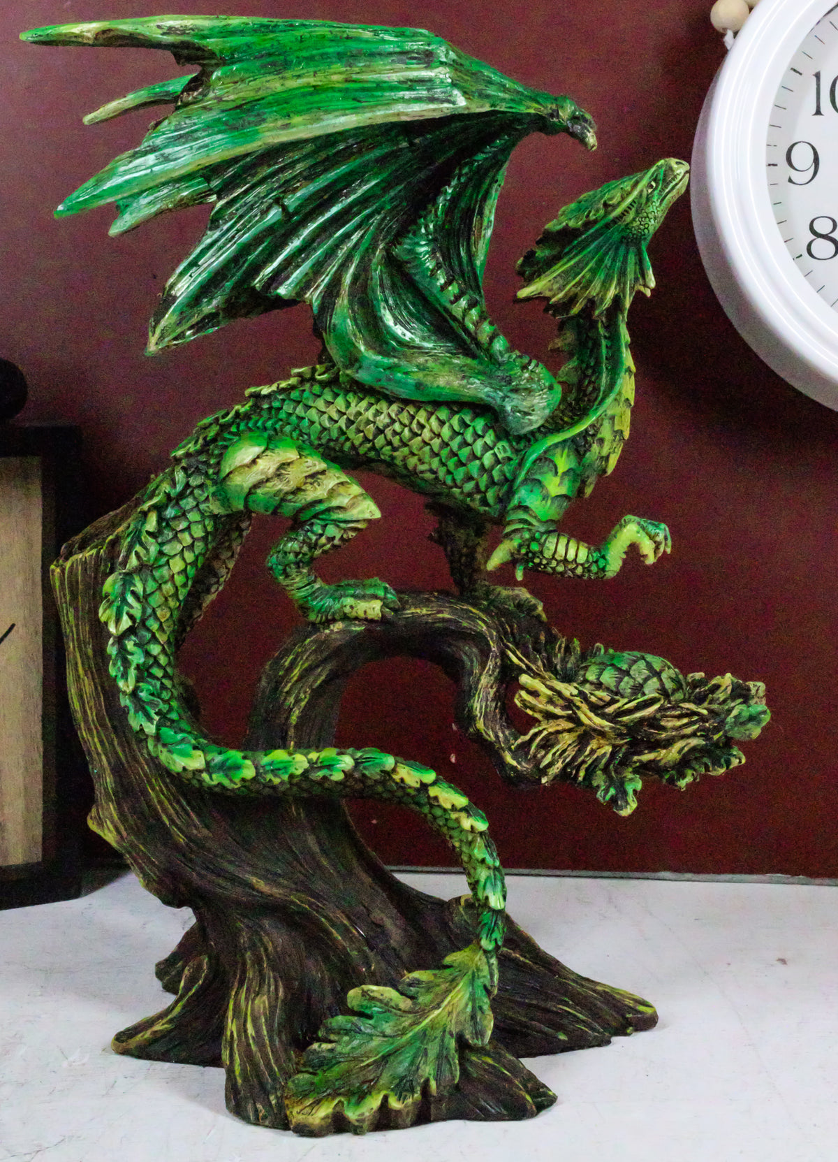 Ebros Gaia Tree Ent Earth Adult Mother Dragon Perching On Branch Figurine 10"H - Ebros Gift