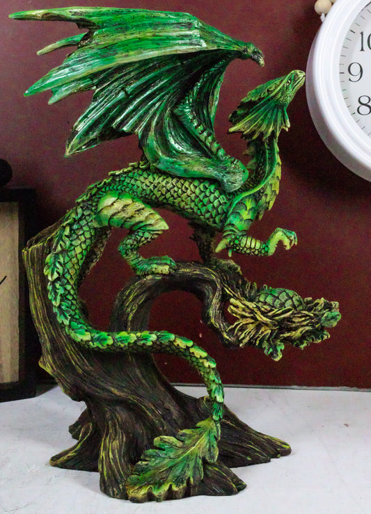 Ebros Gaia Tree Ent Earth Adult Mother Dragon Perching On Branch Figurine 10"H - Ebros Gift