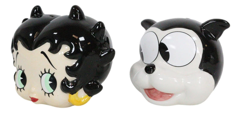 Comical Betty Boop And Bimbo Dog Collectible Ceramic Salt And Pepper Shakers Set