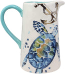 Ebros Blue & White Sea Turtle Ceramic Dinnerware (Hot/Cold Drink Jug Pitcher, 1)