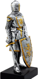 Ebros Medieval Swordsman Knight Of Heraldry Figurine 8.75"Tall Suit of Armor
