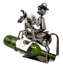 Western Giddy Up Ranger Cowboy W/ Horse Metal Wine Bottle Holder Caddy Figurine