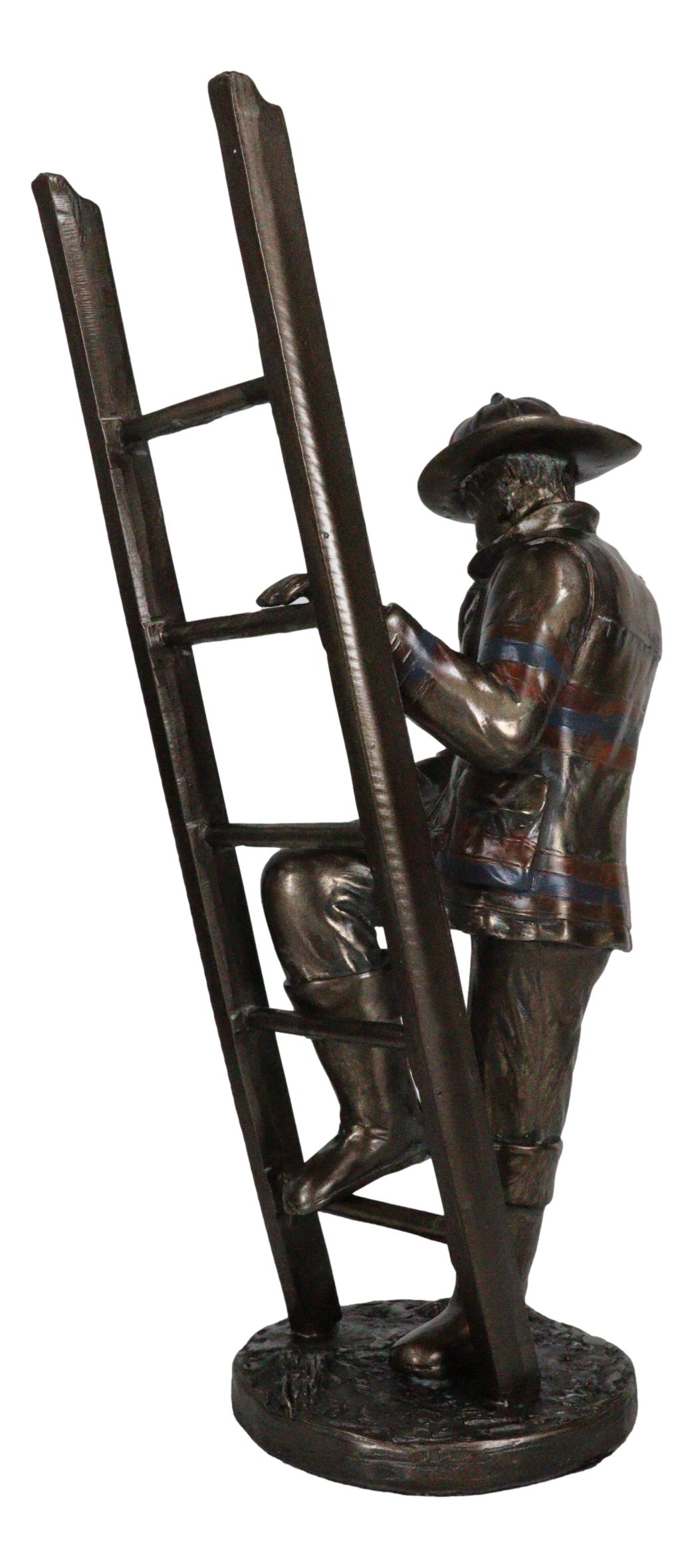 Brave Fireman Fire Fighter Hero Saving Child Descending From Ladder Figurine