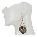 Ancient Egyptian Deity Winged Scarab Beetle Amulet Dangle Earrings Pair Jewelry