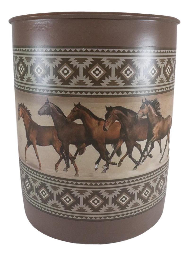 Ebros Western Running Horses With Southwest Navajo Vectors Waste Basket Dry Trash Bin