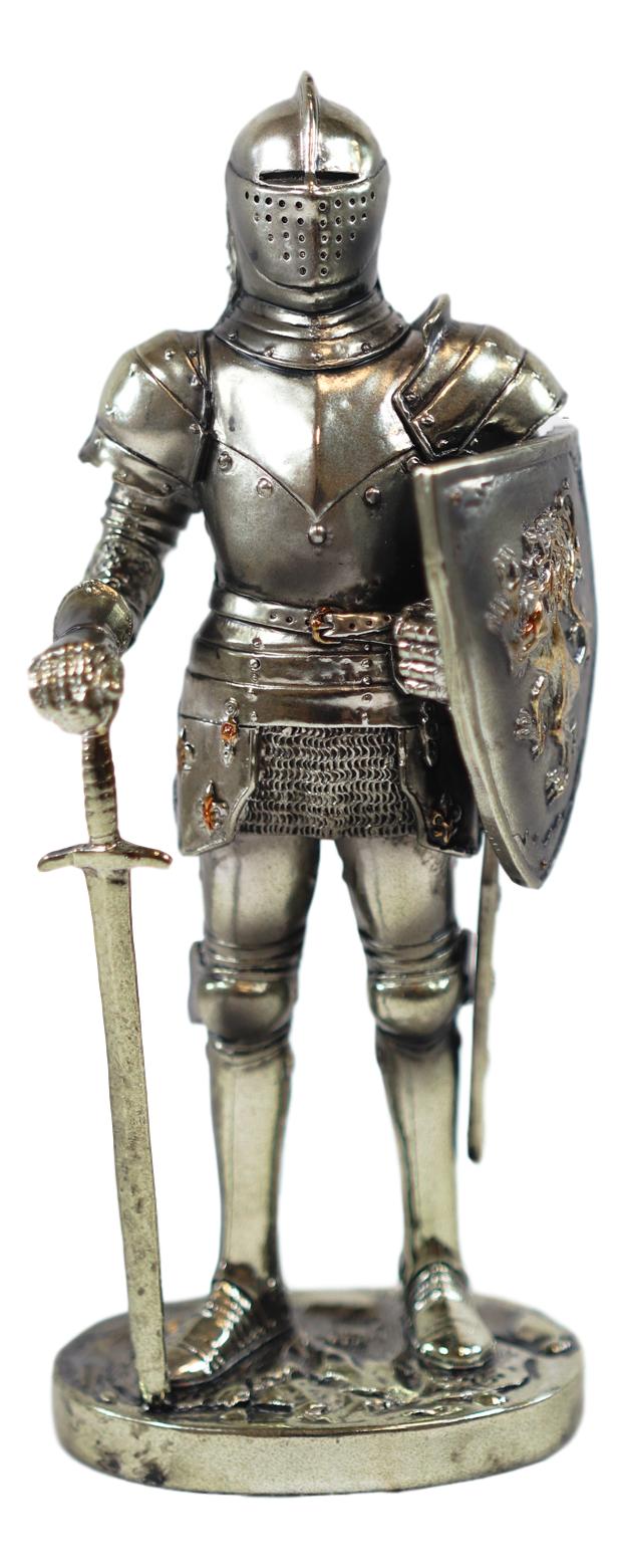 Ebros Sir Geoffrey English Champion Knight Figurine 7"Tall Lion Heraldry Shield