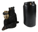 Ebros Woodlands Forest Black Bear Sitting With Wooden Barrel Toothpick Holder Figurine