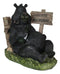 Rustic Western Forest Drunk Black Bear Smoking Pipe And Drinking Beer Figurine