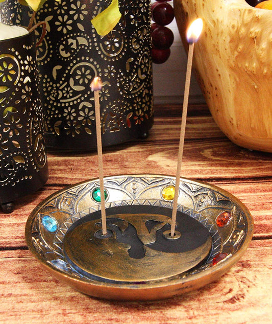 Ebros Yin Yang Symbol with Chakra Beads Incense Sticks Holder Burner 5" Diameter - Ebros Gift