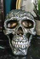 Metallic Finish Diamond Plate Skull Figurine 4.5"L Resin Cranium Ghost Statue