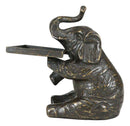 Ebros Solid Brass Trumpeting Elephant Business Card Holder Statue 5.25"H Pachyderm Art