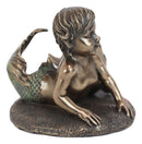 Ebros Merbaby Dolphin Figurine 3.75" L Small Mermaid Baby Playing with Dolphin