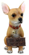 Spicy Mexican Short Coat Chihuahua Dog Large Figurine W/ Welcome Sign Statue