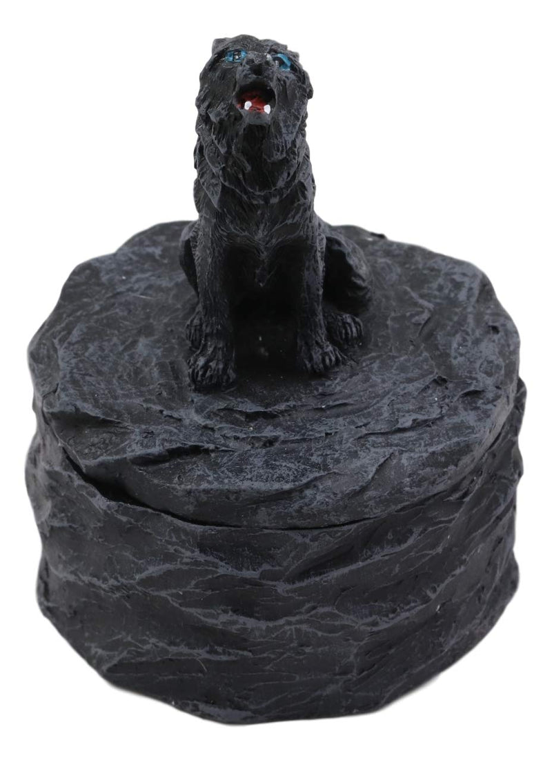 Ebros Gift Single Howling Gray Alpha Wolf Mini Rounded Jewelry Decorative Box Figurine As Decor of Timberwolves Wolves in Cries of The Night Moon Light Animal Totem Spirit Sculpture Accessory