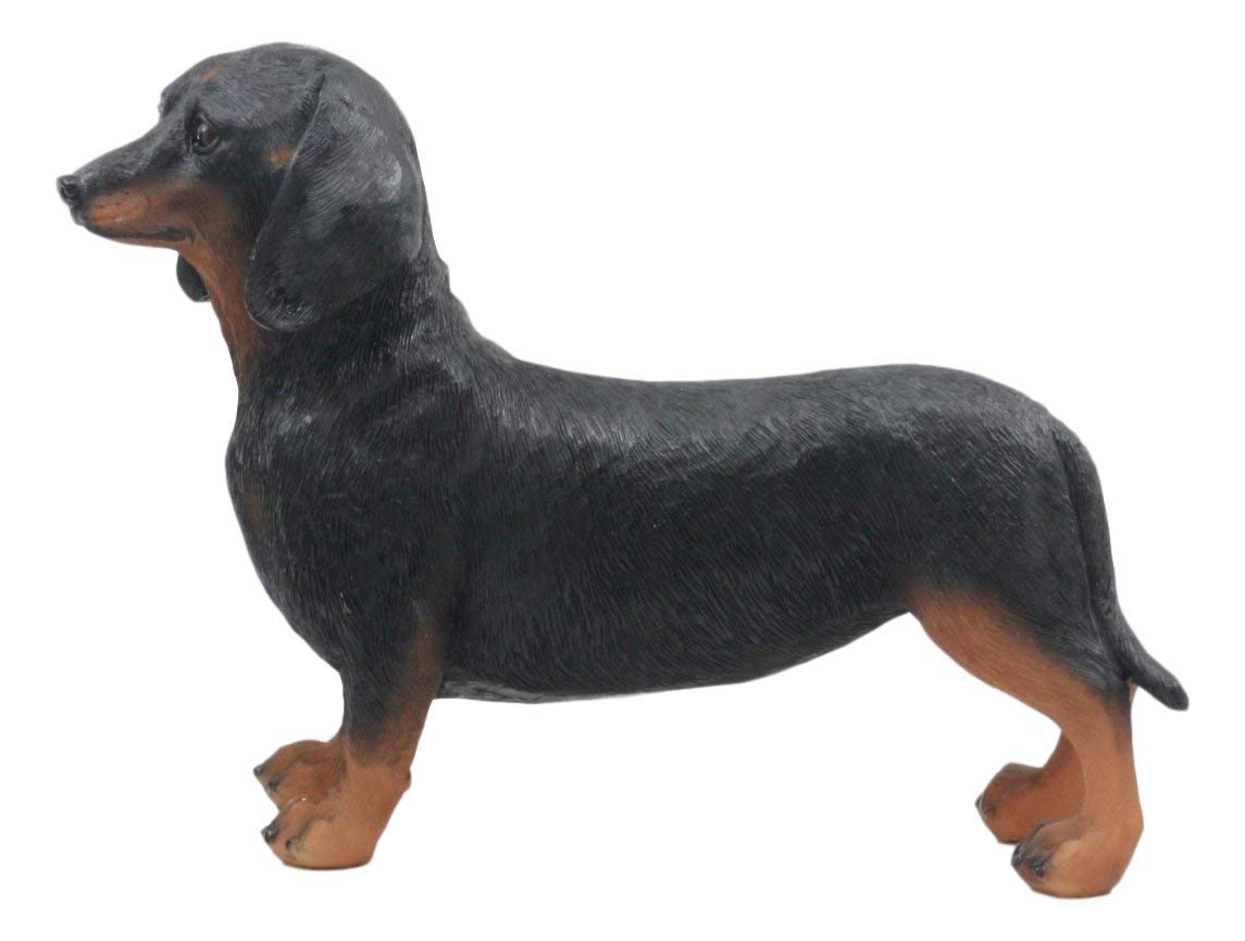 Ebros Adorable Black And Tan Dachshund Dog Statue 8" Long Schnitzel Sausage Wiener Dog Figurine