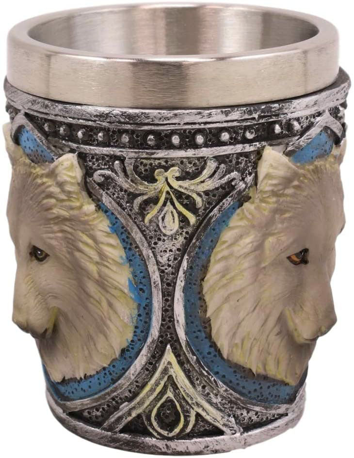 Pack Of 2 Full Moon Mythical Spirit Alpha Grey And White Wolf 2-Oz Shot Glasses