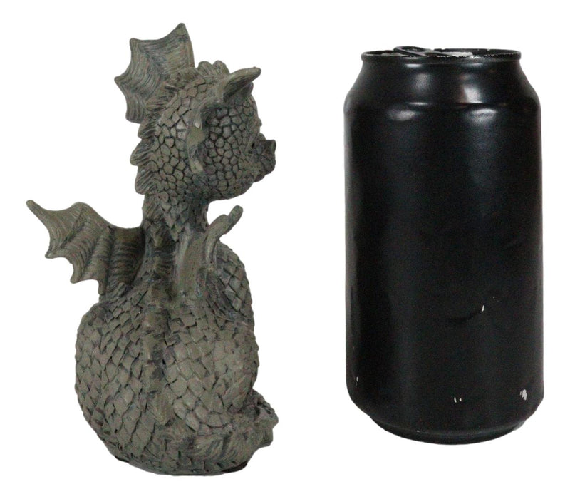 Whimsical Dainty Garden Dragon Sitting Figurine Faux Stone Fantasy Decor