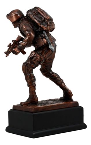 Patriotic Marine Cadet Statue With Base 10"H Ground Combat Rifle Special Force - Ebros Gift