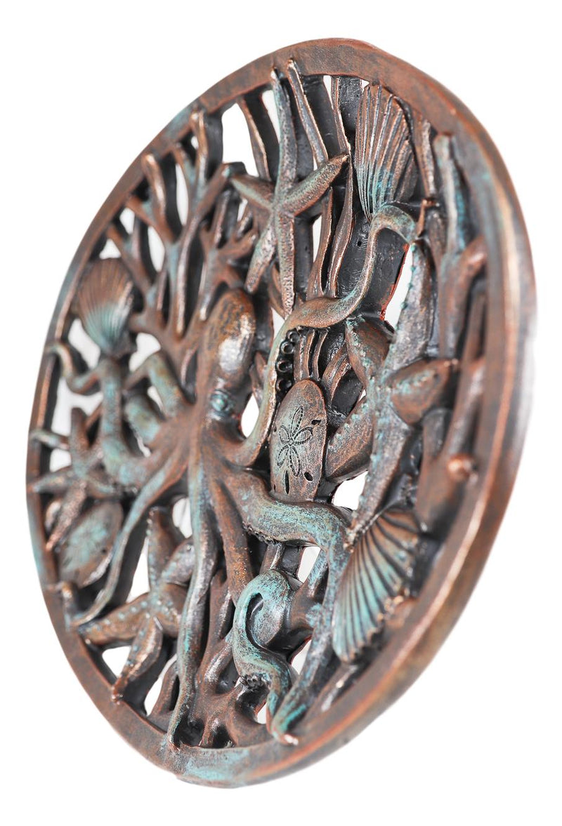 Ebros Nautical Marine Octopus Sand Dollars Starfishes And Shells Wall Art Decor Plaque