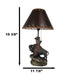 Western Plains Bison Buffalo On Sloped Rocks By Tree Stump Desktop Table Lamp