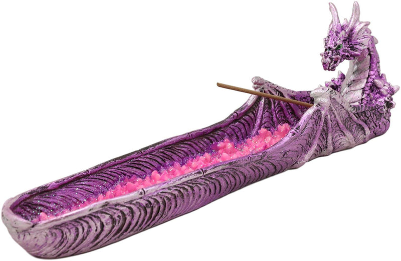 Ebros Magenta Sunset Dragon Guarding Pink Crystal River Incense Burner Holder