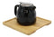 Ebros Midnight Black Contemporary Ceramic 20oz Tea Pot With 2 Cups And Bamboo Tray Set