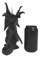 Blue Sapphire Golden Armored Combat Dragon Standing Guard In Faux Stone Statue