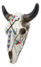 Ebros 10.75" High Western Southwest Steer Bison Buffalo Bull Cow Horned Skull Head with Two Crossed Arrows and Geometric Pyramids Design Wall Mount Decor - Ebros Gift