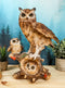 Ebros Brown Owl Perching On Tree Branch With Baby Owlets Statue 12"Tall