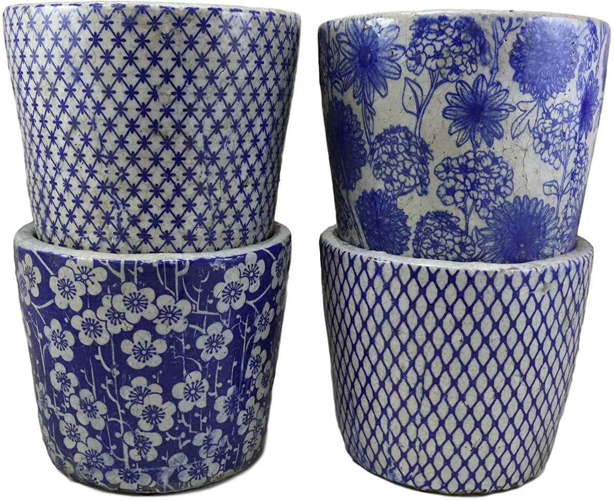 Ebros Terracotta Ceramic Pot Planters Set of 4 Planter Pots Garden Accent 6"H - Ebros Gift