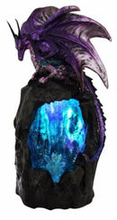 Purple Azure Quartz Dragon On Gemstone Mountain Backflow Incense Burner Figurine